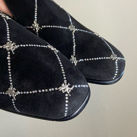 Stacy Adams Studly Black Velvet Loafer Metallic Stud Slip Size 8